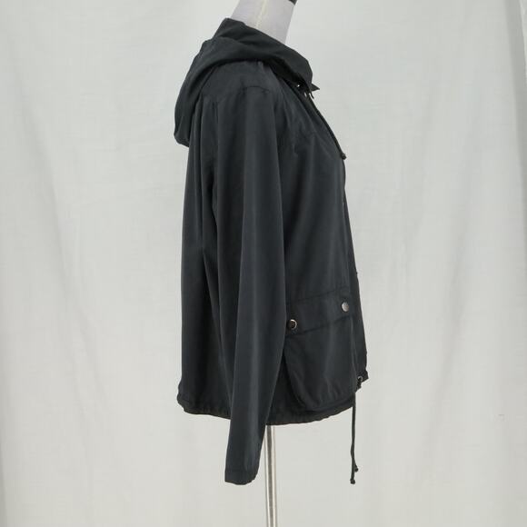 Chicos Jacket 3 Womens XL Black Full Zip Snaps Removable Hood Pockets Drawstring - Picture 11 of 16